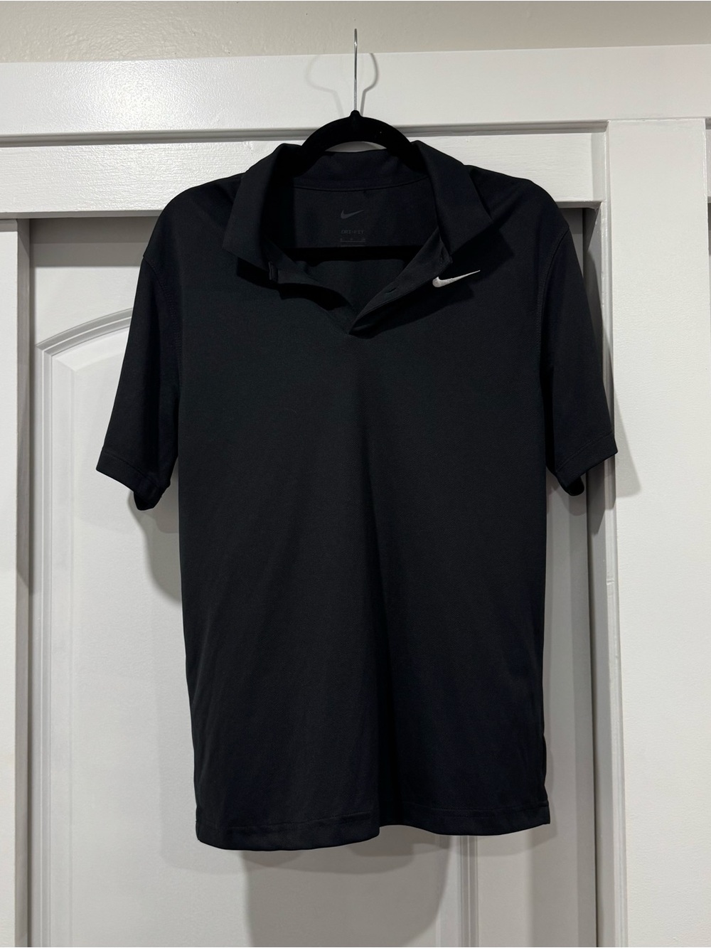 Nike Black Short-Sleeve Polo with White Swoosh